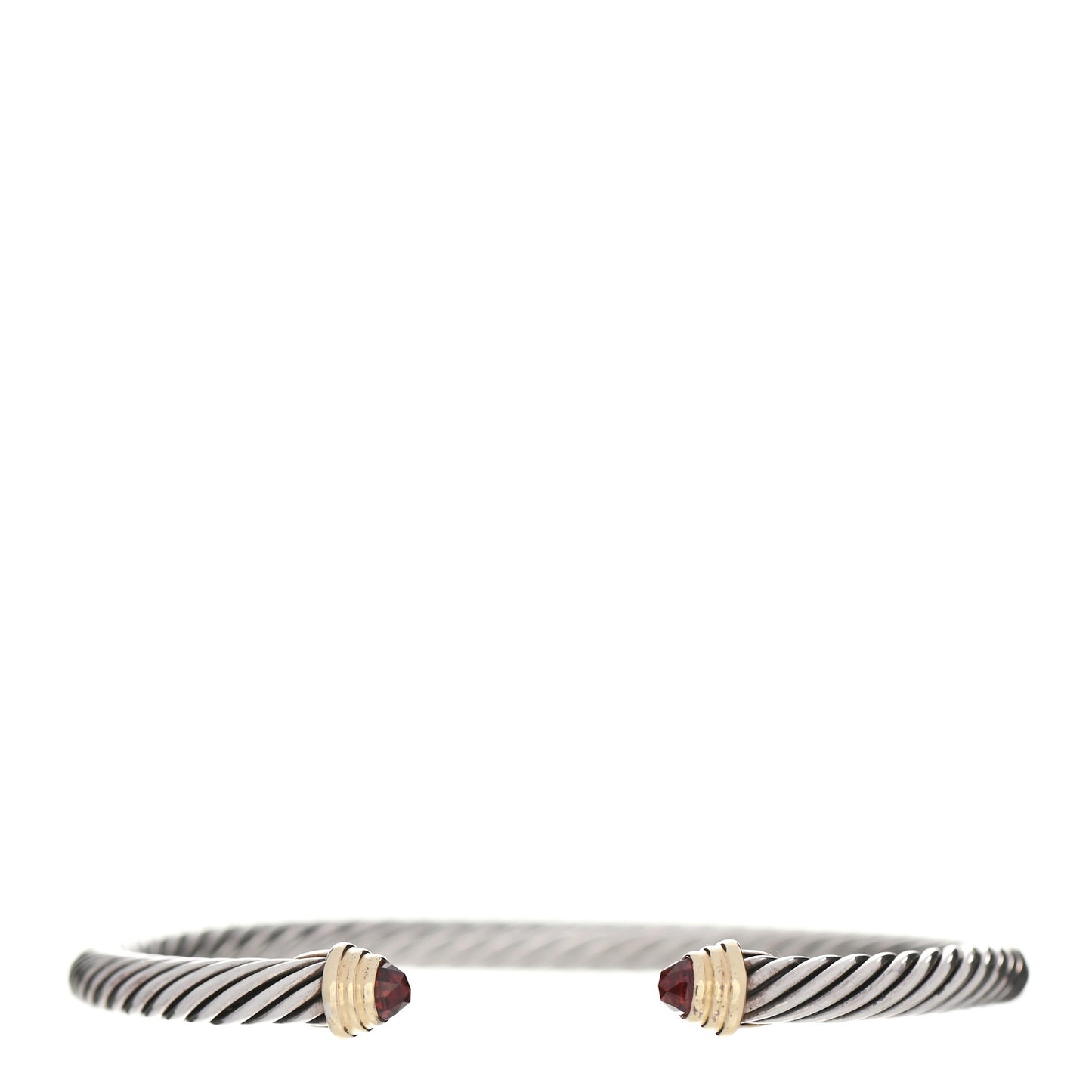 Sterling Silver 14K Yellow Gold Garnet 4mm Kids Birthstone Cable Bracelet
