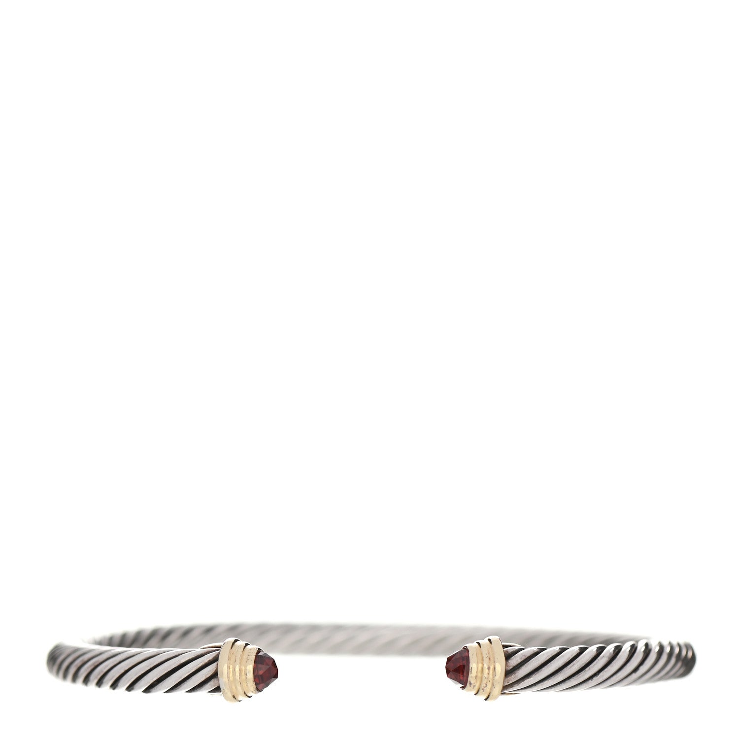 David Yurman Sterling Silver 14K Yellow Gold Garnet 4mm Kids Birthstone Cable Bracelet 1 of 6