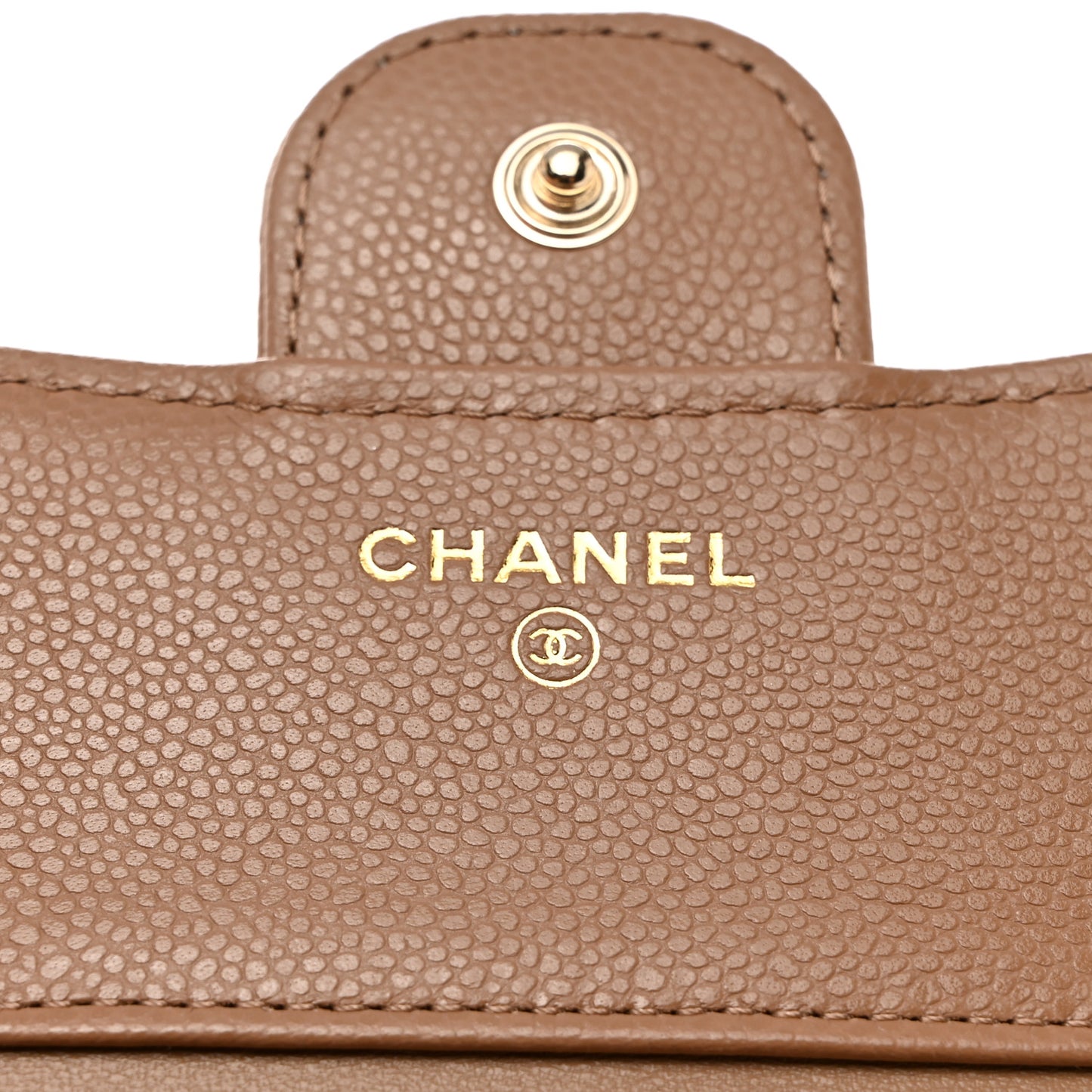 Caviar Quilted Compact Flap Wallet Beige
