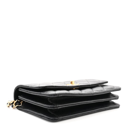 Chanel Shiny Caviar Quilted Flap Charm Wallet On Chain WOC Black 4 of 12