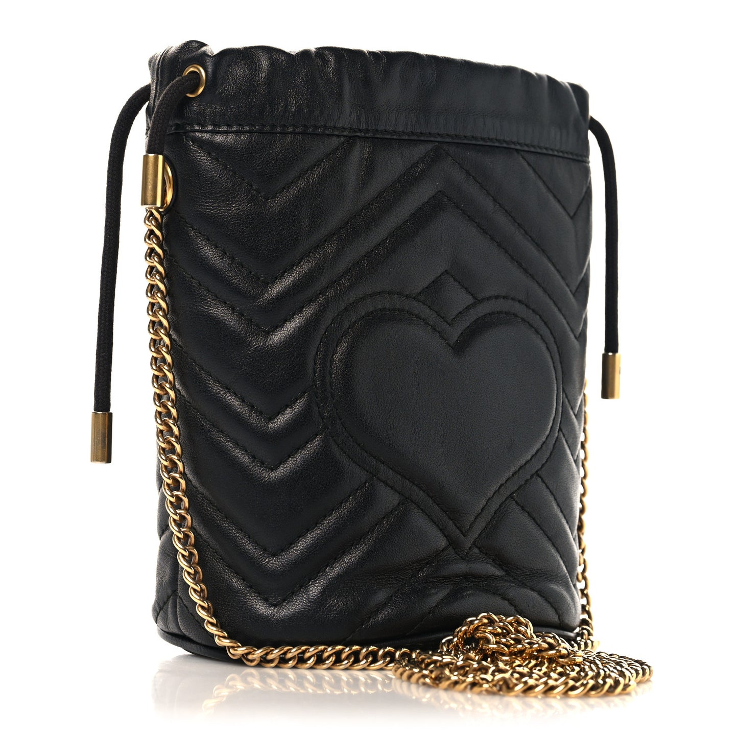 Calfskin Matelasse Mini GG Marmont 2.0 Bucket Bag Black