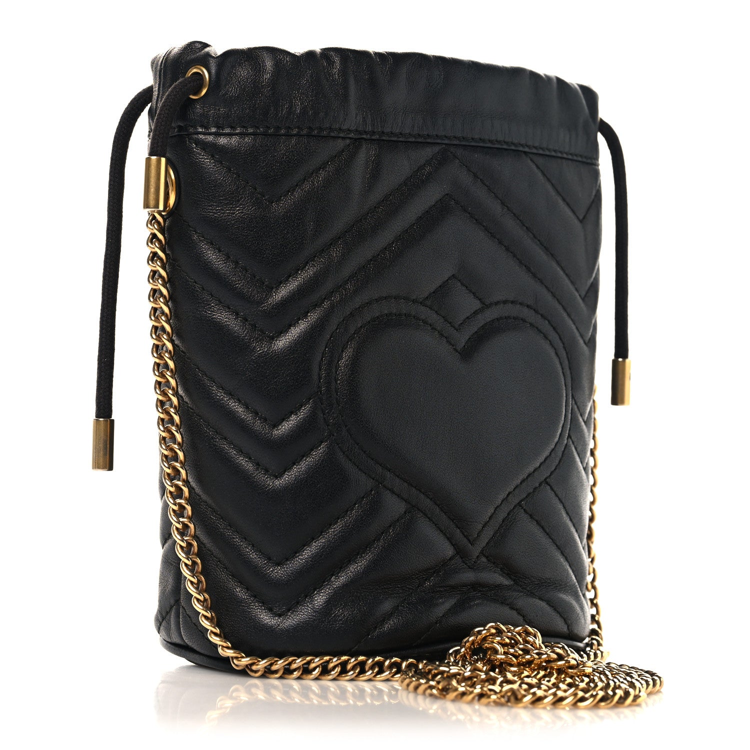 Gucci Calfskin Matelasse Mini GG Marmont 2.0 Bucket Bag Black 3 of 10