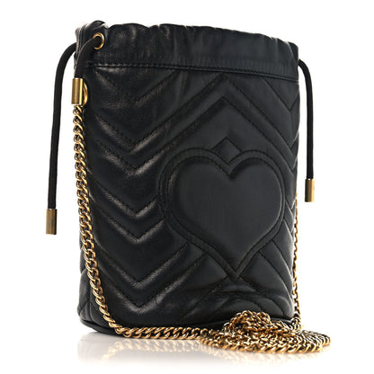 Gucci Calfskin Matelasse Mini GG Marmont 2.0 Bucket Bag Black 3 of 10