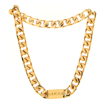 Gucci Metal Script Chain Choker Necklace Gold 3 of 4