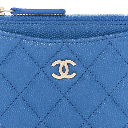 Chanel Caviar Quilted CC Zip Card Holder Blue 5 of 9