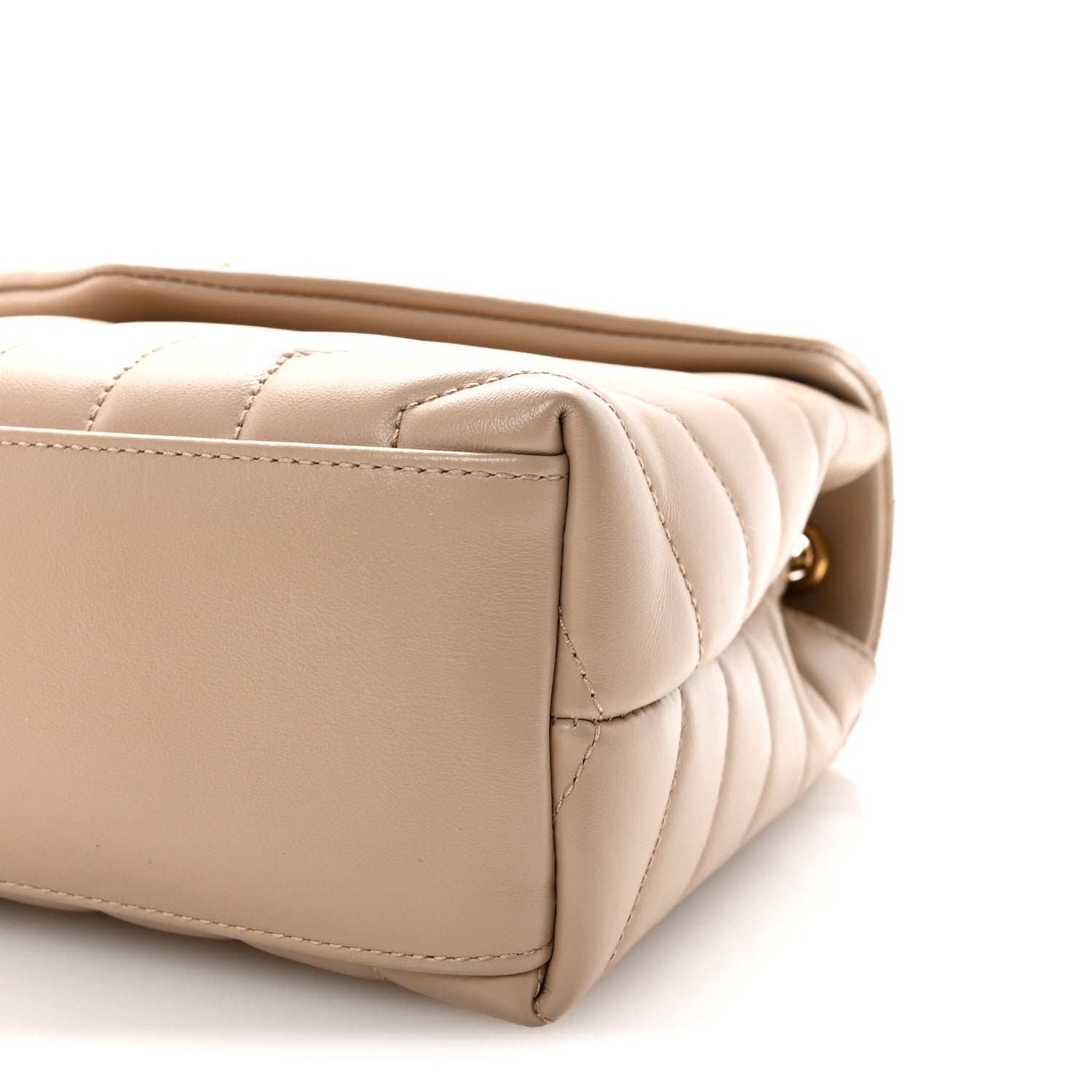 Saint Laurent Calfskin Y Quilted Monogram Small Loulou Chain Satchel Dark Beige 9 of 10