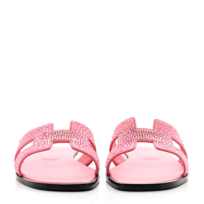 Hermes Suede Goatskin Rhinestone Oran Sandals 38 2 of 9