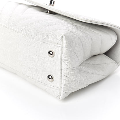 Chanel Iridescent Caviar Chevron Quilted Mini Coco Handle Flap White 7 of 12