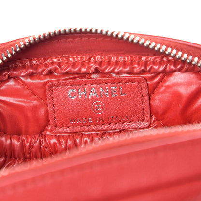 Chanel Lambskin Quilted Small Curvy Pouch Cosmetic Case Red 6 of 8