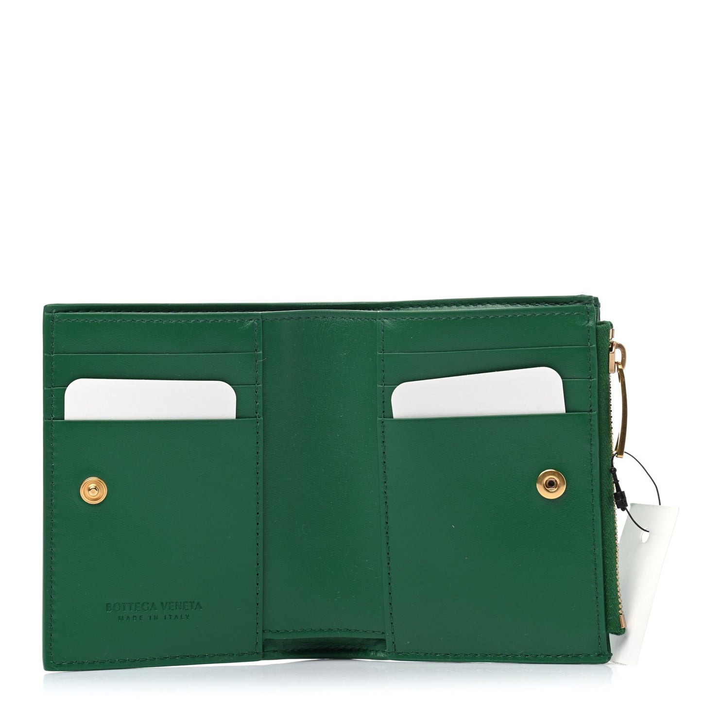 Nappa Intrecciato Bifold Zip Wallet Racing Green