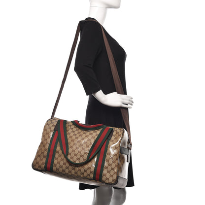 Gucci Crystal Monogram Web Large Carry On Duffle Bag Brown 3 of 11