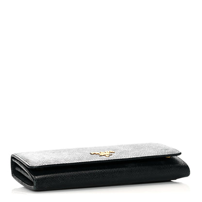 Prada Saffiano Metal Continental Flap Wallet Black 6 of 19