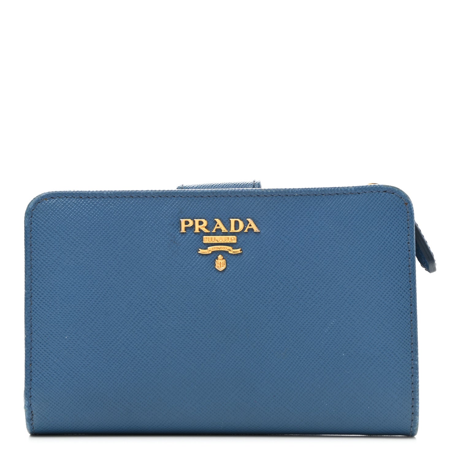 Prada Saffiano Metal Compact Wallet Cobalto 1 of 7