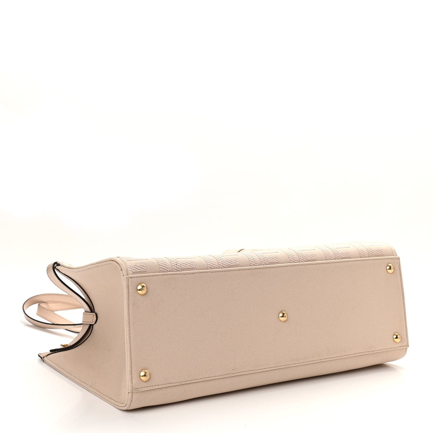 Canvas Vitello King FF Embroidered Medium Peekaboo X-Tote Poudre