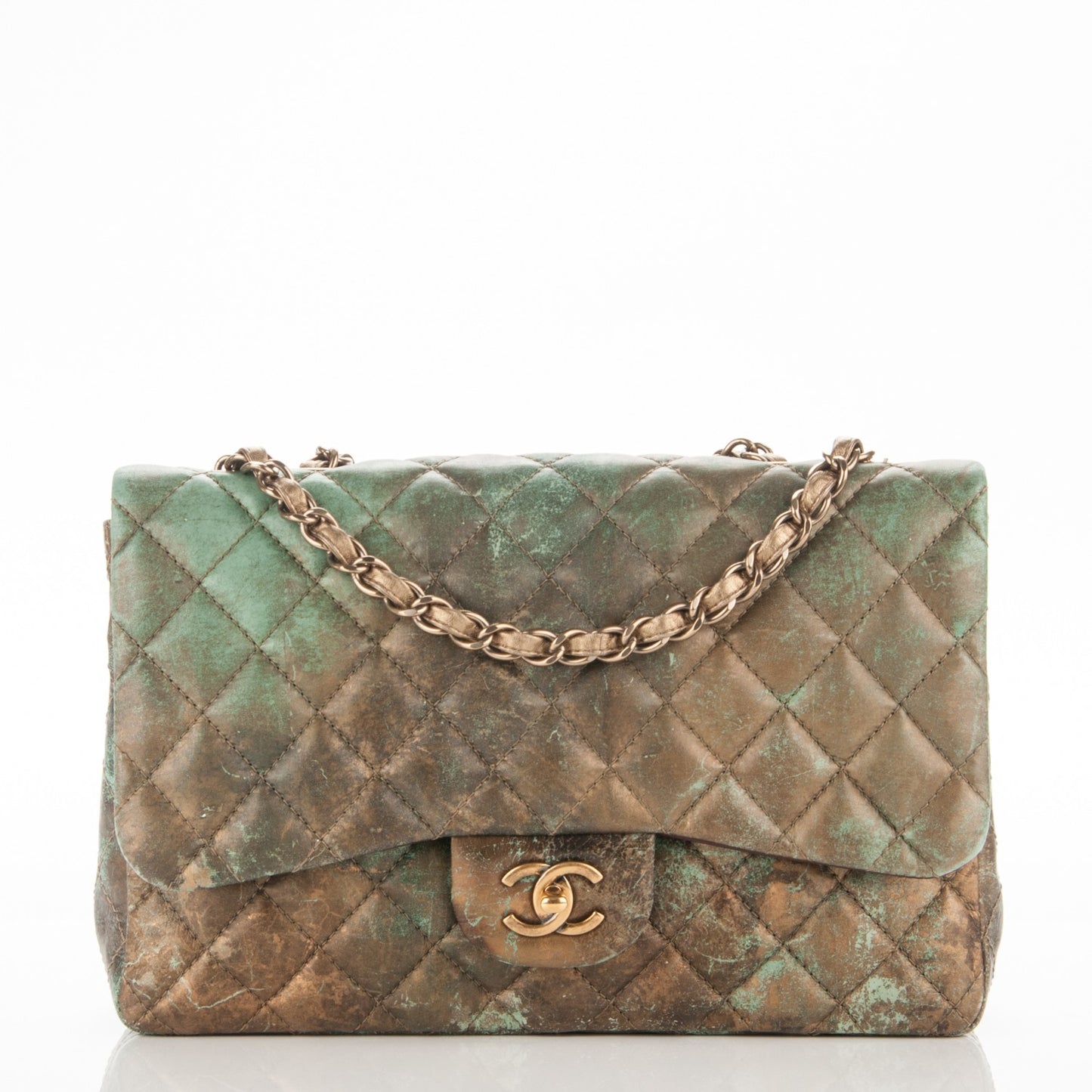 Metallic Lambskin Quilted Jumbo Single Flap