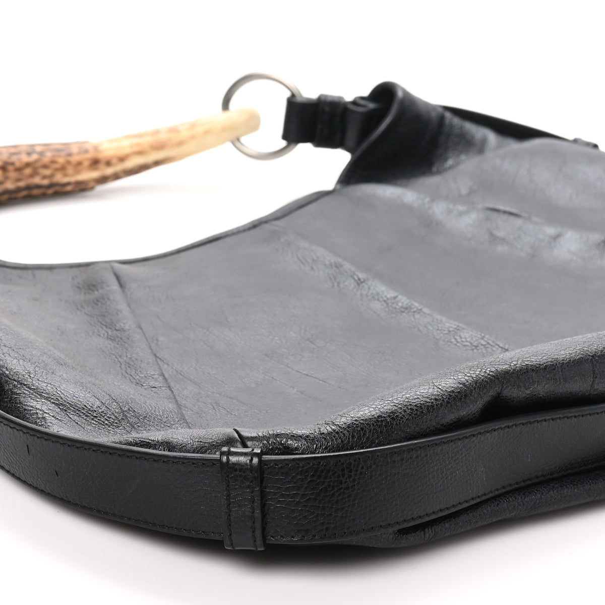 Saint Laurent Buffalo Horn Mombasa Hobo Black 8 of 9