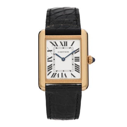Cartier Stainless Steel 18K Yellow Gold Alligator 24mm Tank Solo Quartz Watch 1 of 8