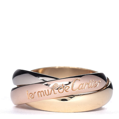 Cartier 18K Pink Yellow White Gold Classic Les Must De Trinity Ring 49 4.75 1 of 5