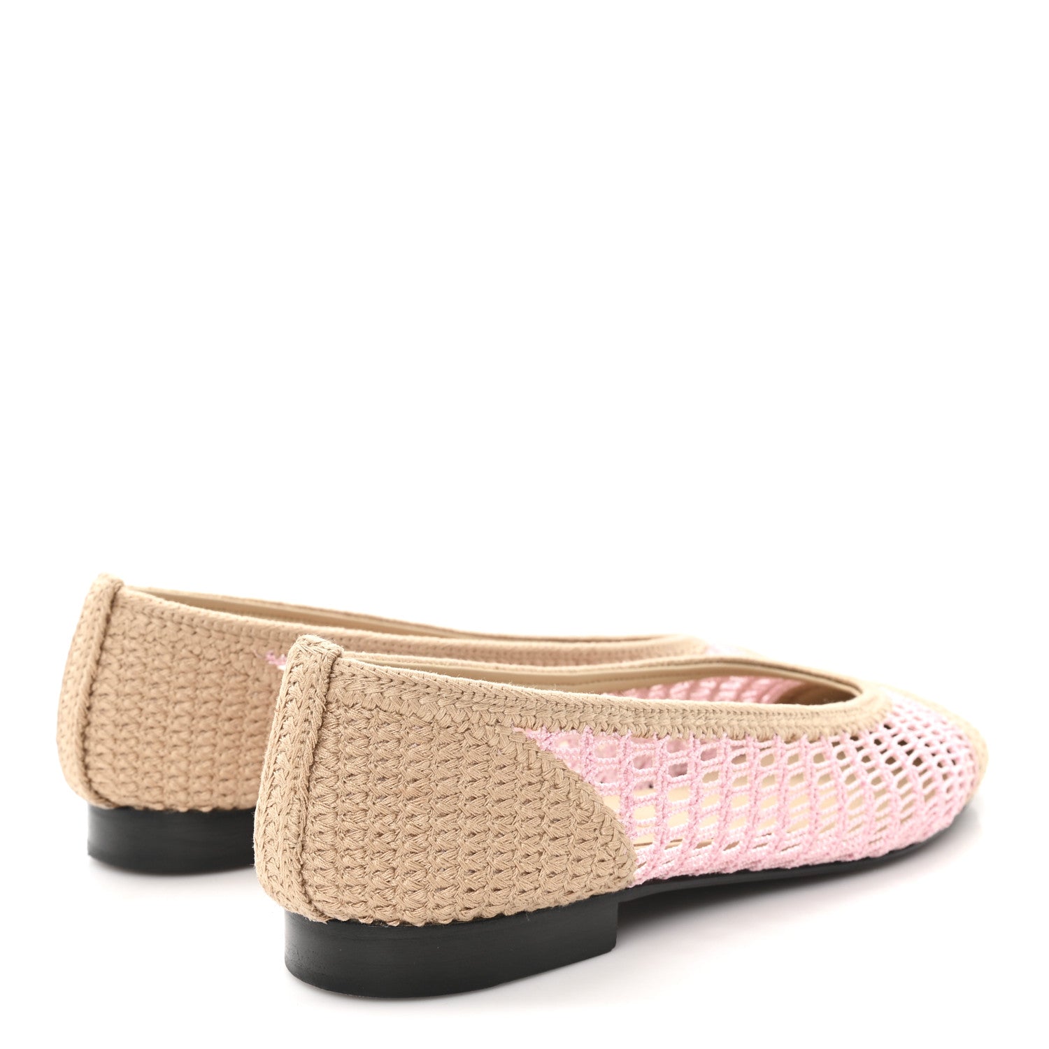 Chanel Raffia Cap Toe Ballerina Flats 37.5 Pink Beige 5 of 8