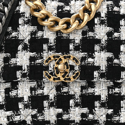 Chanel Tweed Quilted Large Chanel 19 Flap Black Ecru White 7 of 10