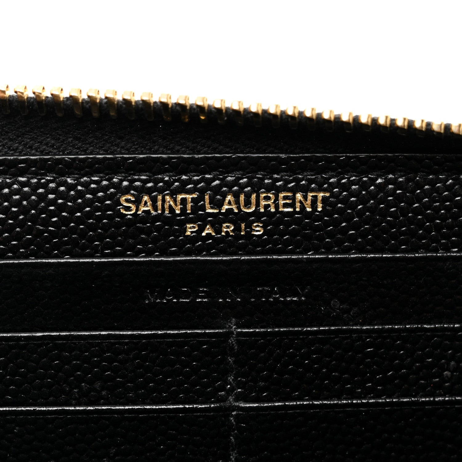 Saint Laurent Grain De Poudre Matelasse Chevron Monogram Zip Around Wallet Black 6 of 7