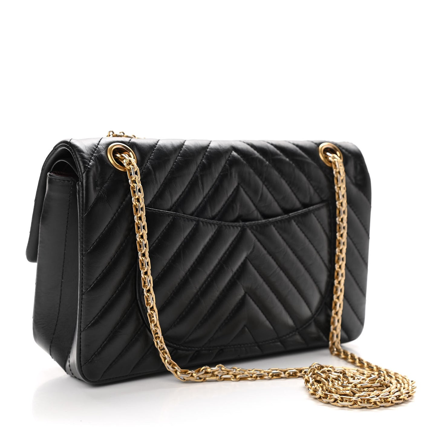 Aged Calfskin Chevron Quilted 2.55 Reissue 225 Flap Black