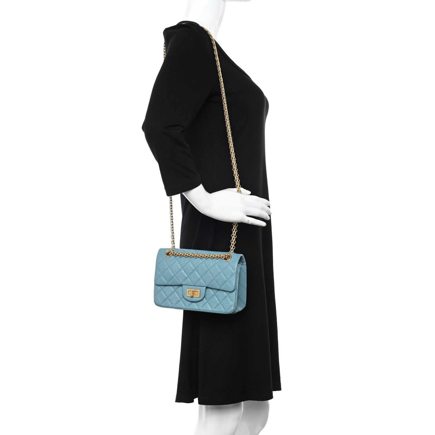 Chanel Aged Calfskin Quilted 2.55 Reissue Mini Flap Blue 2 of 11