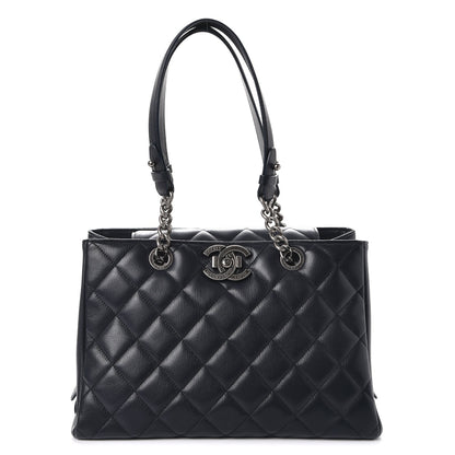 Chanel Goatskin Quilted Large City Rock Shopping Bag Navy 1 of 7
