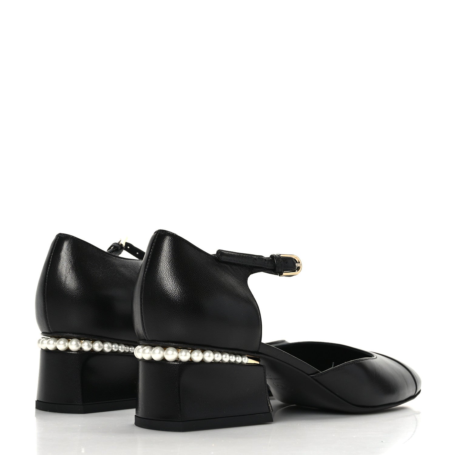 Chanel Shiny Goatskin Pearl Mary Jane Flats 39.5 Black 6 of 16