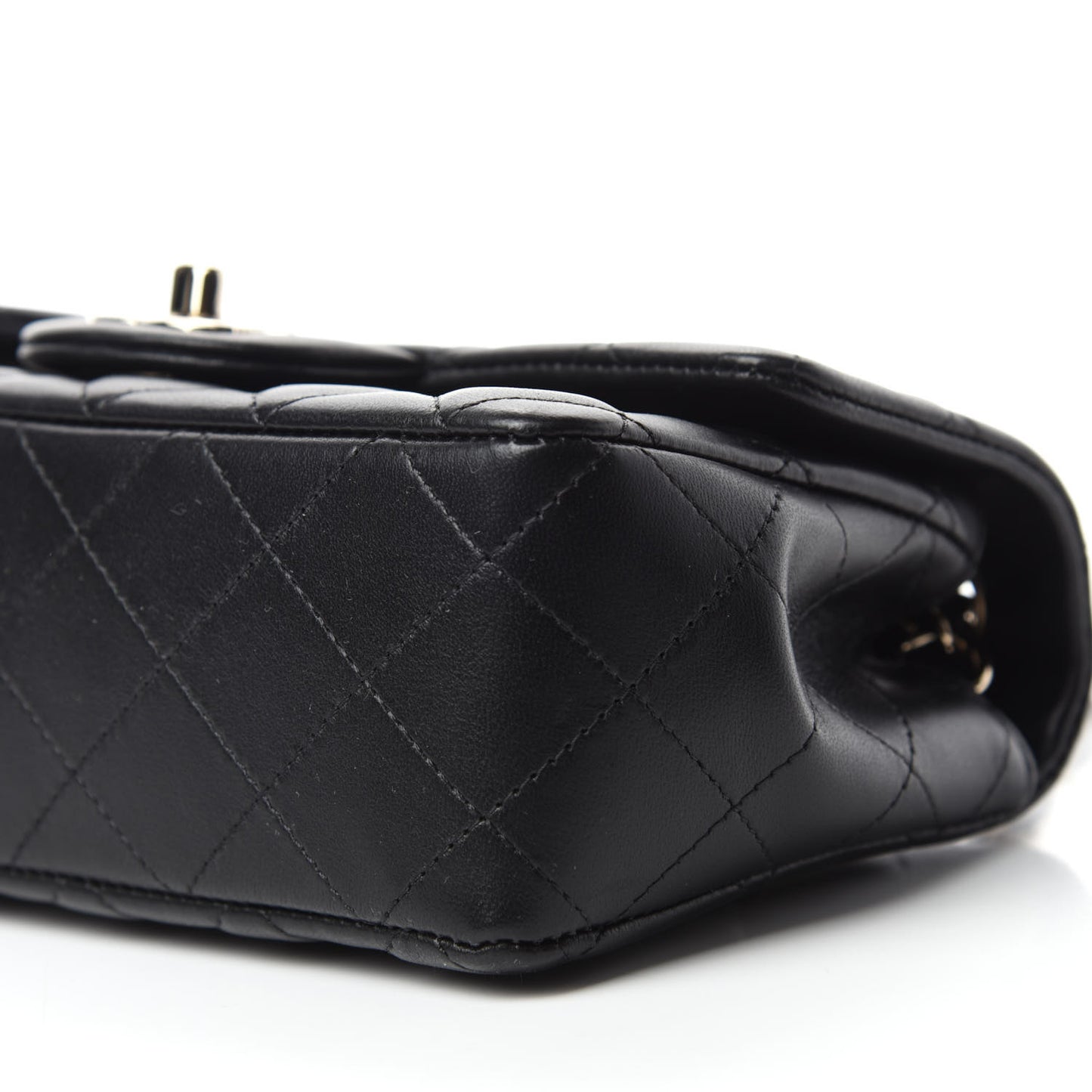 Lambskin Quilted Mini Rectangular Flap Black