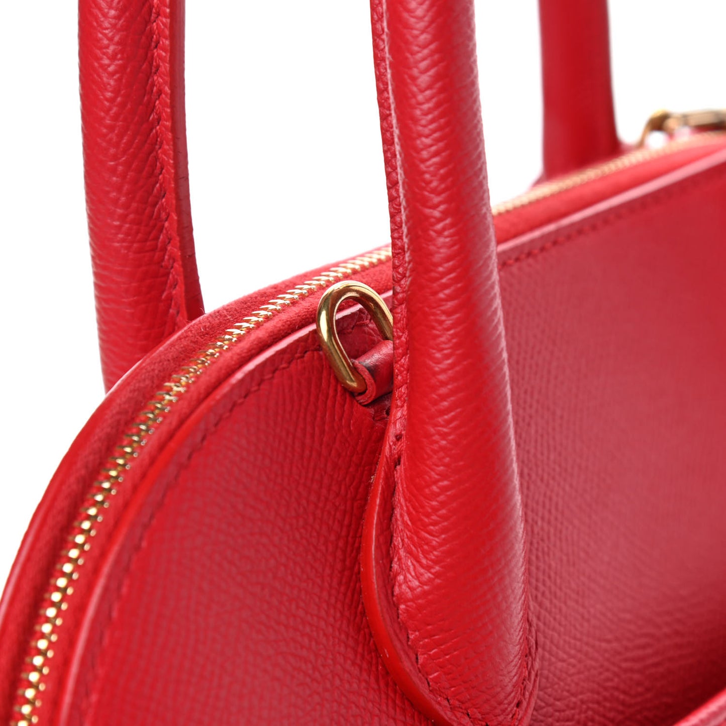 Signature Grained Calfskin Logo S Ville Top Handle Bag Rouge Lantern Black