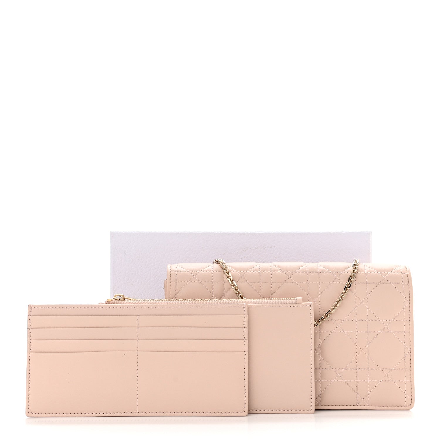 Christian Dior Lambskin Cannage Lady Dior Chain Wallet Beige 11 of 11