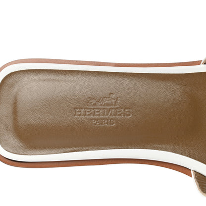 Hermes Box Calfskin Oran Sandals 35 White 7 of 9