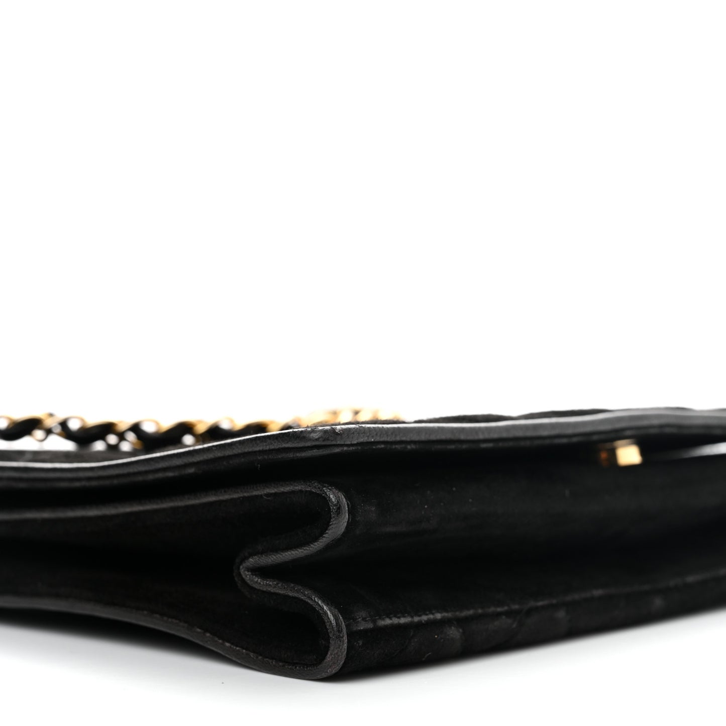 Suede Quilted CC Small Single Flap Black