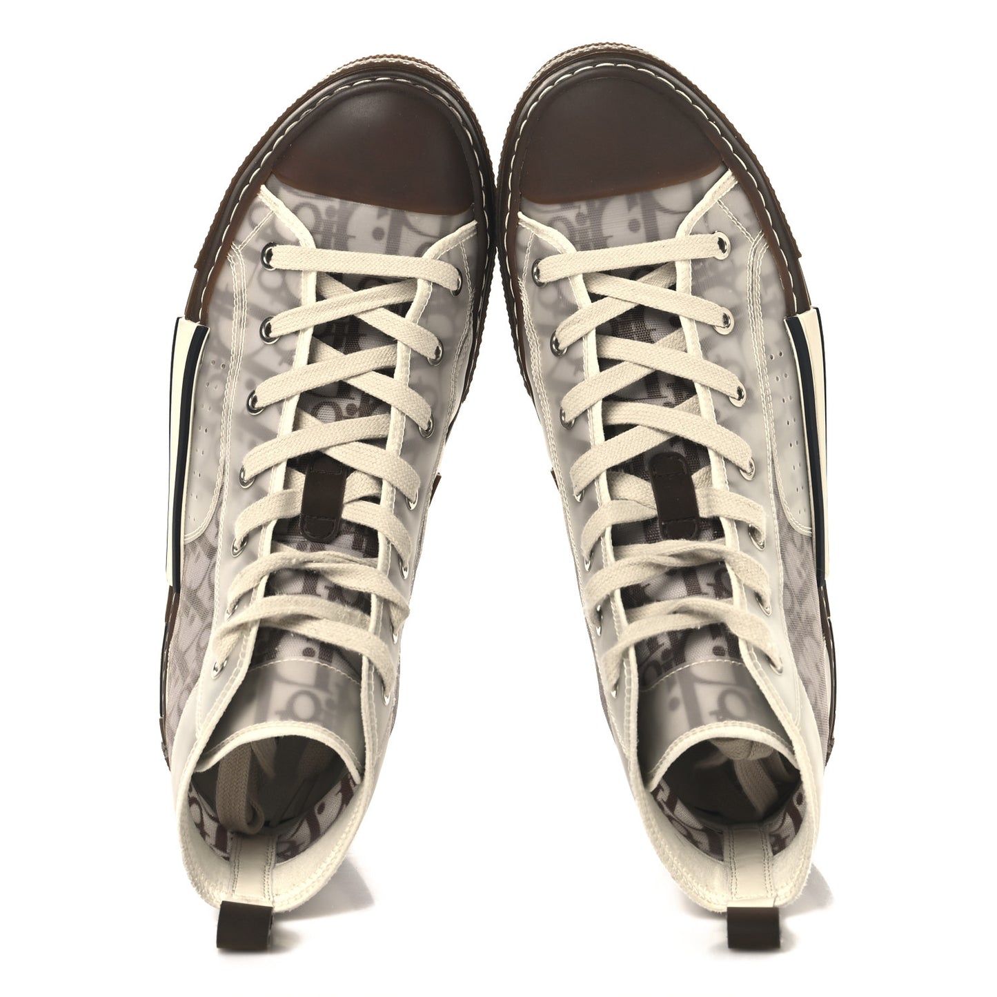 Technical Canvas Oblique Mens B23 High Top Sneakers 41 Brown Beige