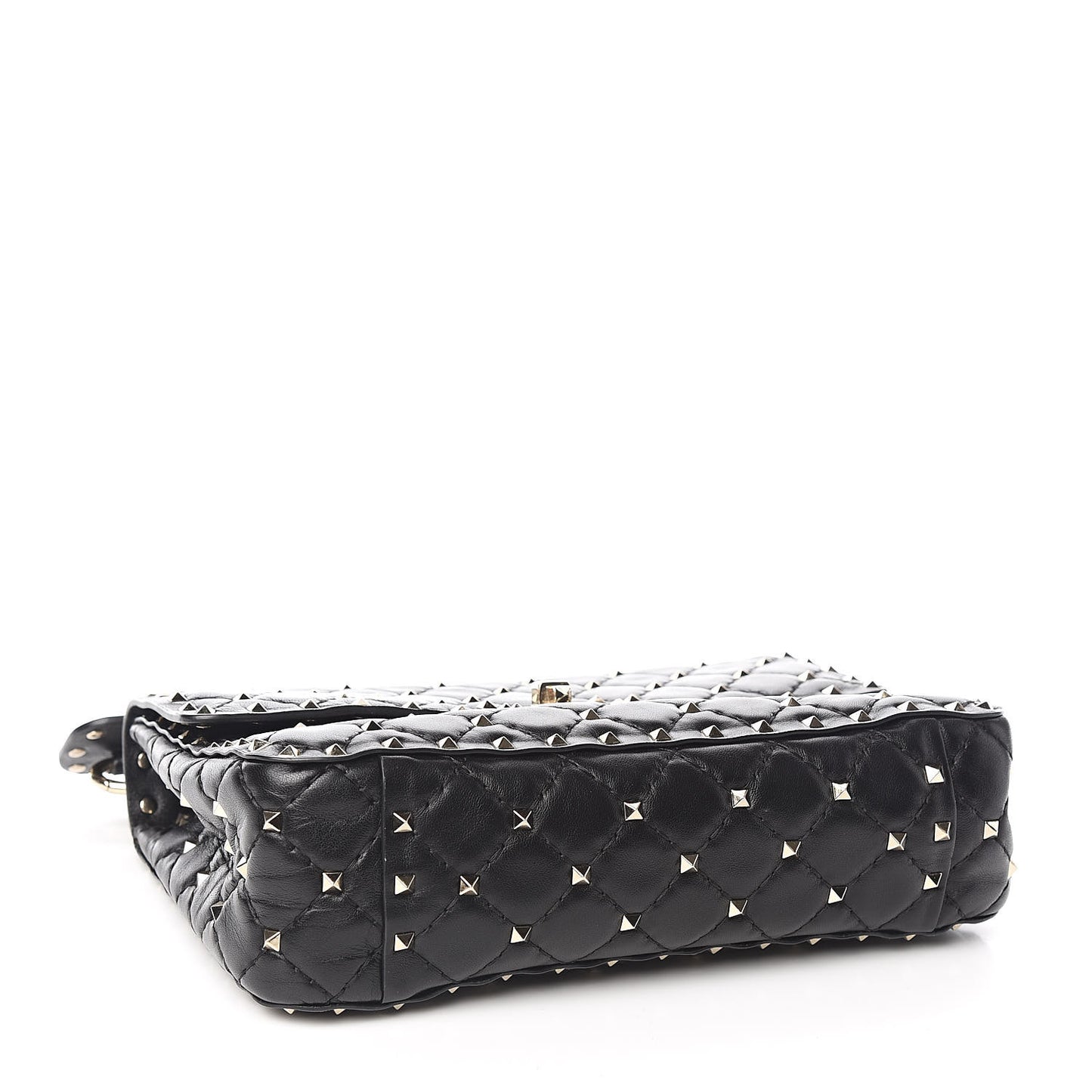 Lambskin Medium Rockstud Spike Shoulder Bag Black