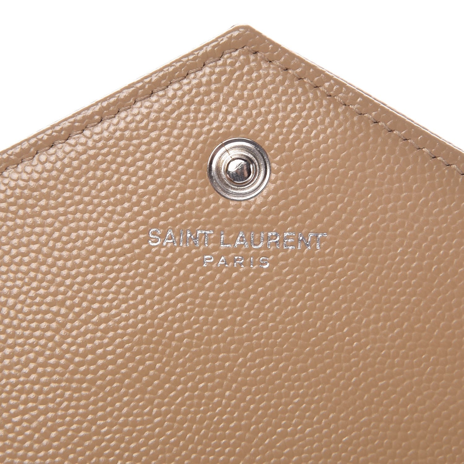 Saint Laurent Grain De Poudre Matelasse Chevron Monogram Chain Wallet Deep Beige 6 of 7