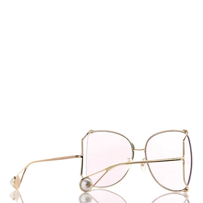 Gucci Metal Oversized Round Sunglasses GG0252S Gold Pink 5 of 9