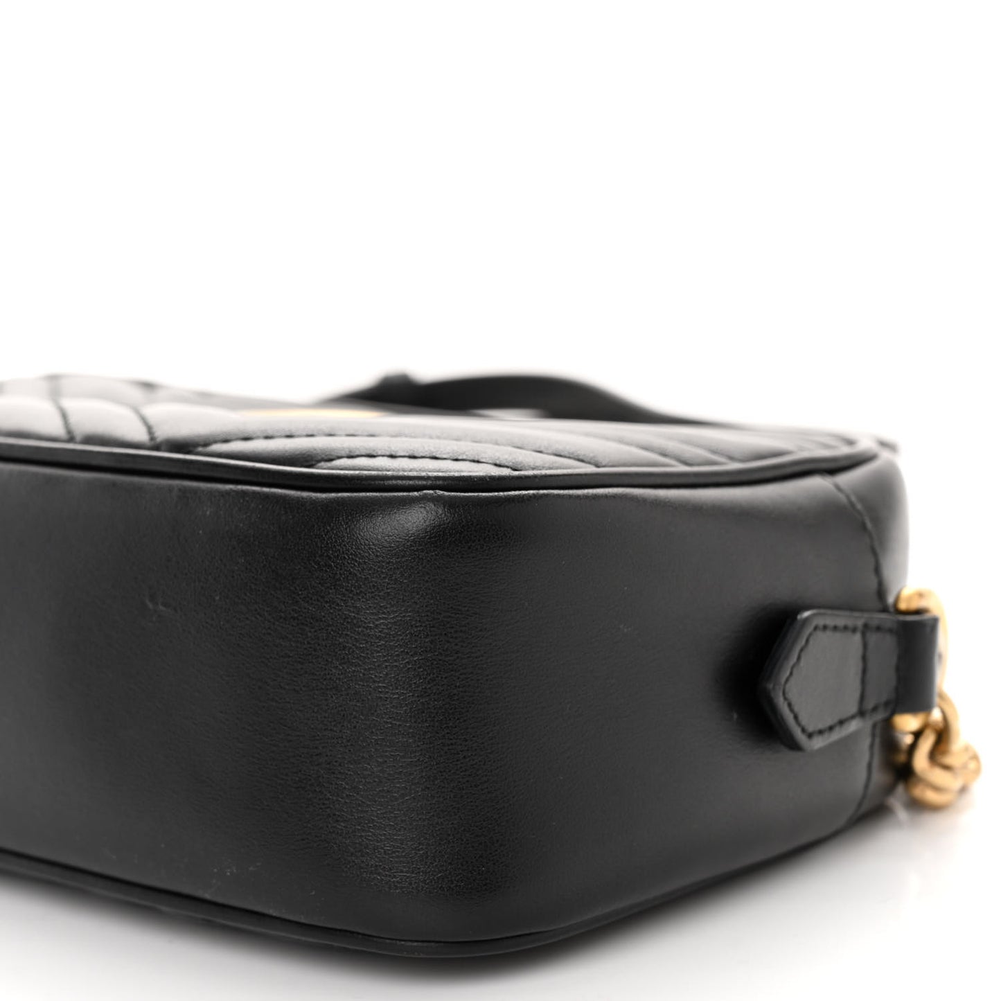 Calfskin Matelasse Small GG Marmont Chain Shoulder Bag Black