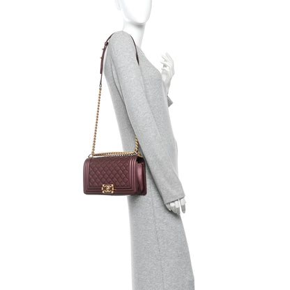 Chanel Metallic Calfskin Quilted Medium Boy Flap Plum 2 of 11