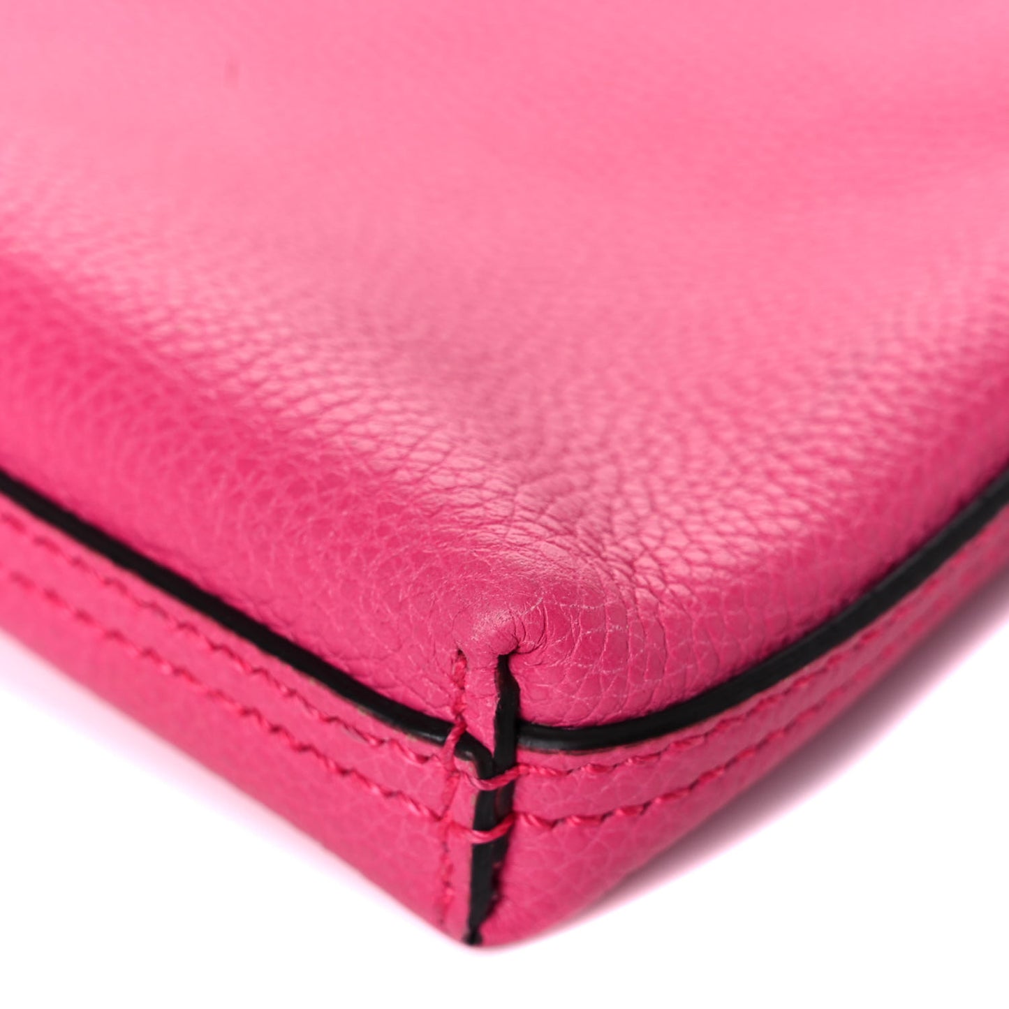 Pebbled Calfskin Medium Logo Portfolio Clutch Box Pink Green