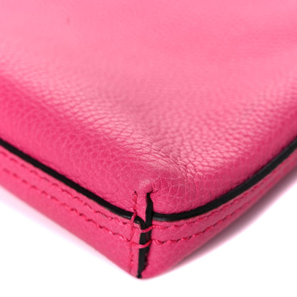 Gucci Pebbled Calfskin Medium Logo Portfolio Clutch Box Pink Green 11 of 12