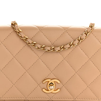 Chanel Lambskin Quilted CC Pearl Crush Wallet on Chain WOC Light Beige 9 of 12