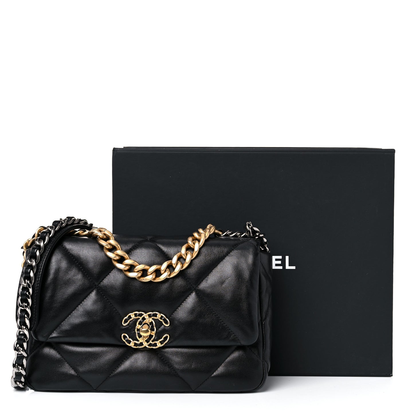 Lambskin Quilted Medium Chanel 19 Flap Black
