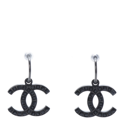 Chanel Baguette Crystal CC Dangle Earrings Black 1 of 5