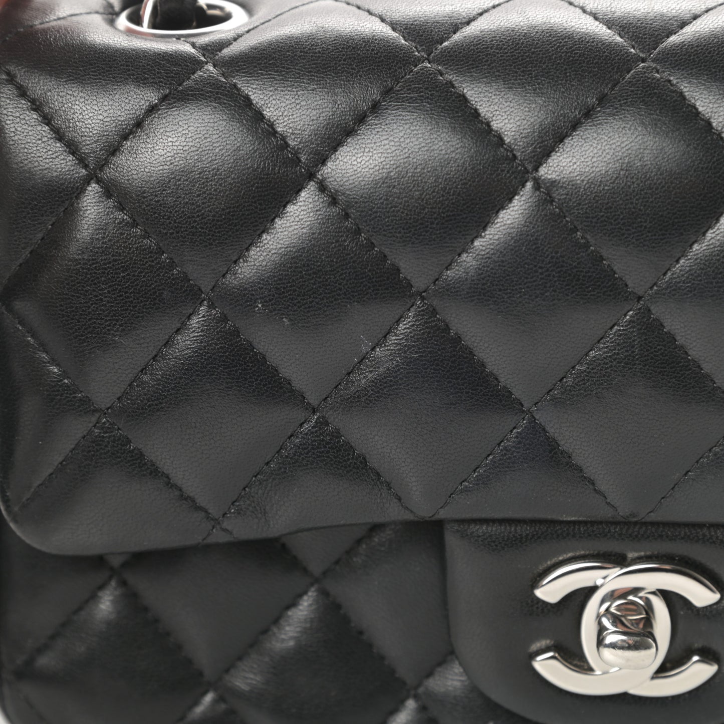 Lambskin Quilted Mini Rectangular Flap Black
