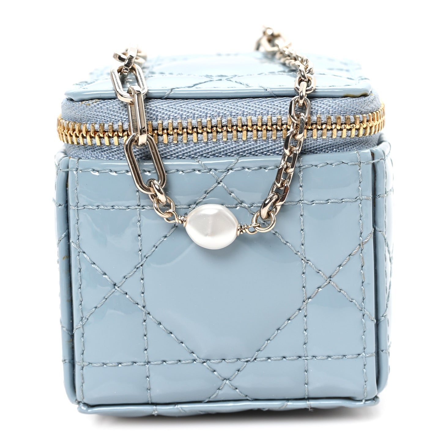 Patent Cannage Cube Wristlet Blue