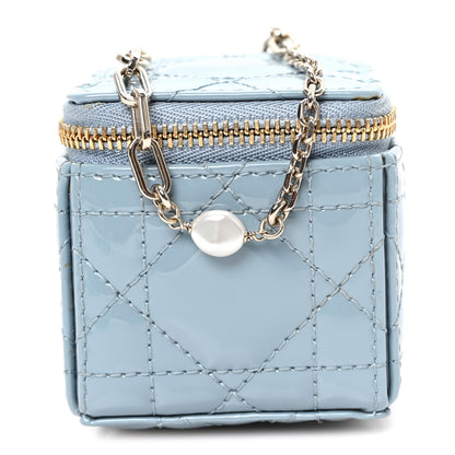 Christian Dior Patent Cannage Cube Wristlet Blue 1 of 6