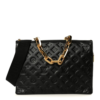 Louis Vuitton Lambskin Embossed Monogram Coussin MM Black 1 of 12