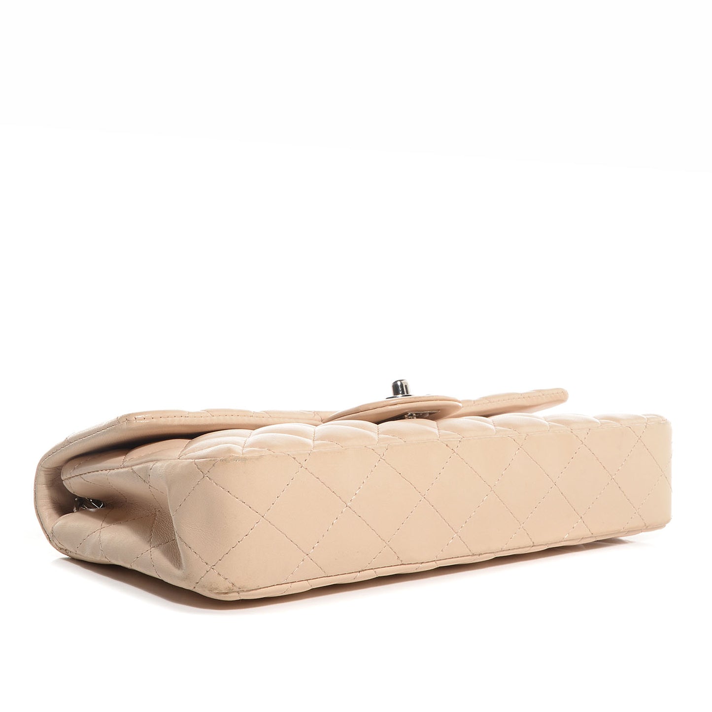 Lambskin Quilted East West Flap Beige
